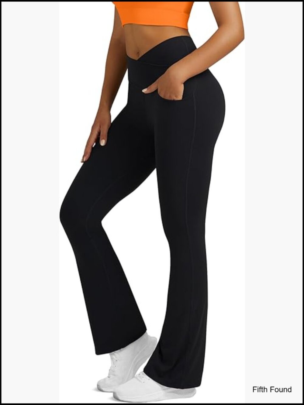 High Waisted Crossover Flare Leggings with Pockets for Yoga